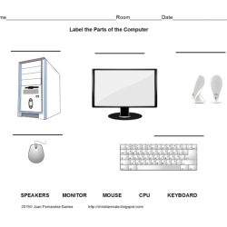 Label parts of computer worksheet