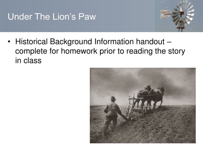 Under the lion's paw summary