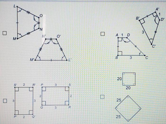 Which polygons are congruent select each correct answer