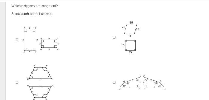 Which polygons are congruent select each correct answer